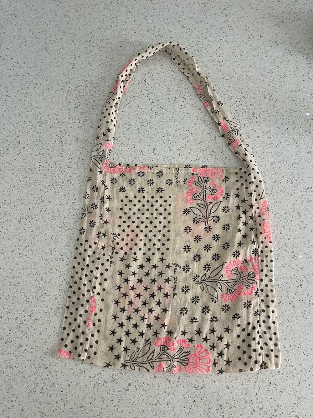 Free People Floral-Print Shoulder Bag with Pink Accents